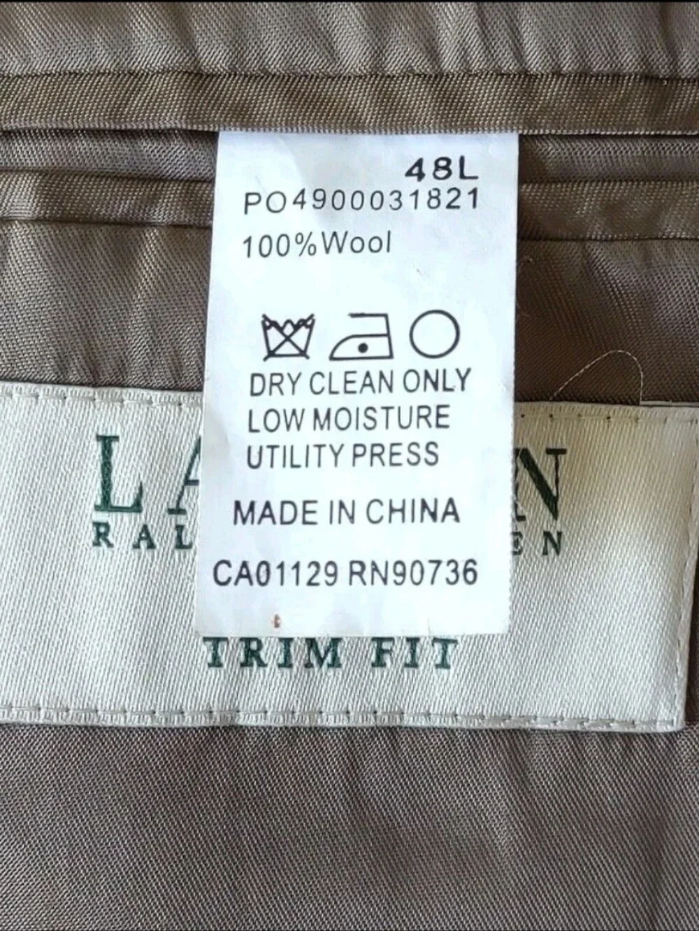 Lauren Ralph Lauren Blazer Mens 48L Brown Wool Trim Fit Houndstooth Sport Jacket